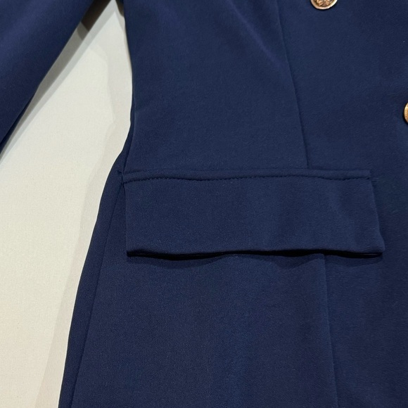 SHEIN Navy Blue Double Breasted Blazer w Gold Buttons & Notch Collar Size L - Picture 5 of 12